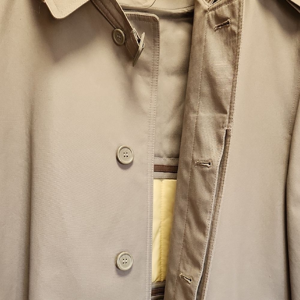 Oleg Cassini All Weather Men Gray Trench Coat 44 Regular Removable Liner Cotton - Picture 3 of 12